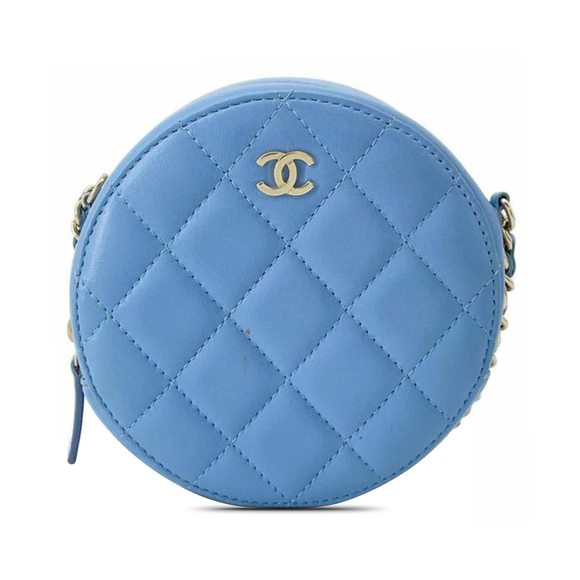 CHANEL Handbags - CHANEL Quilted Lambskin Round Clutch with Chain Crossbody Bag